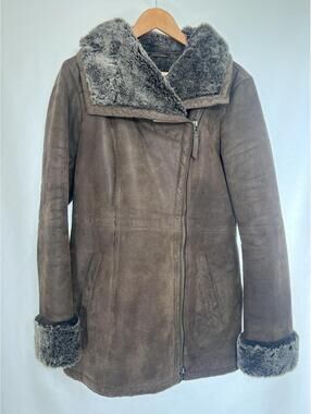 Danier Genuine LeatherAsymmetrical Zip Coat Faux Shearling Women's Medium